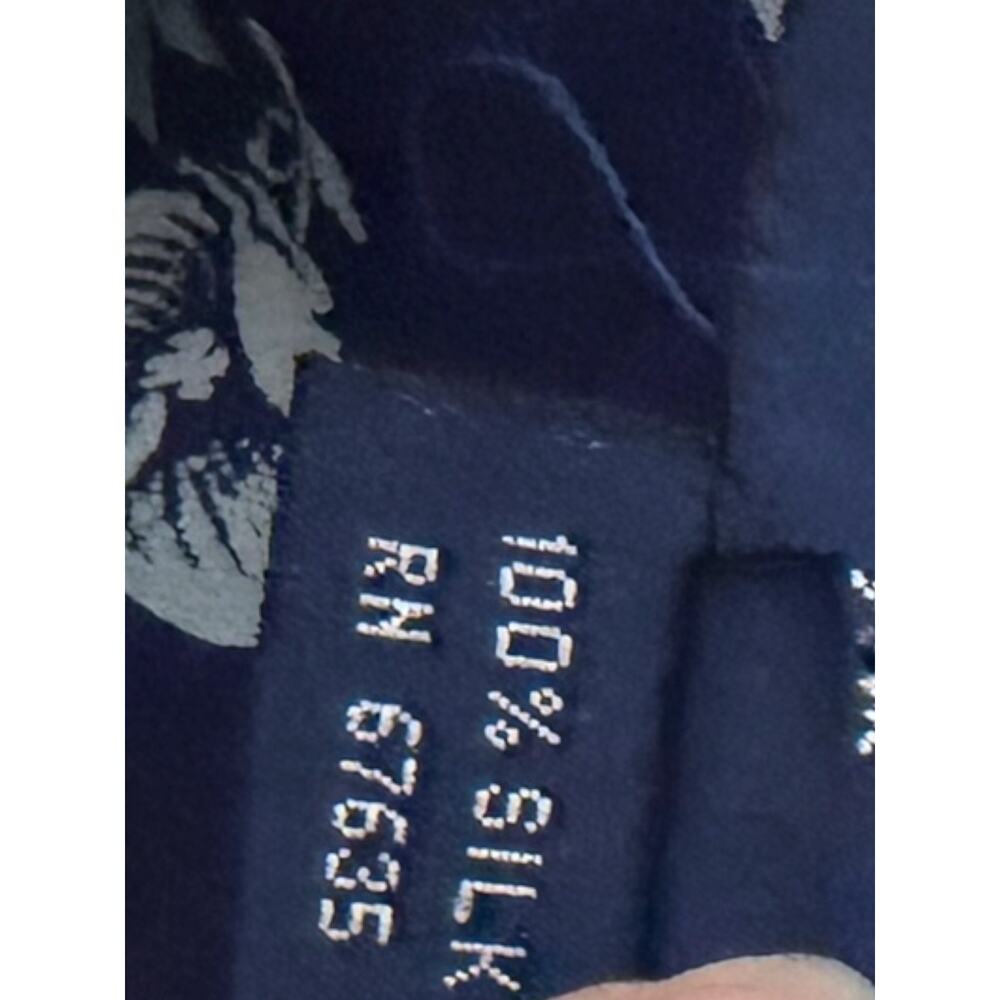 Ralph Lauren Y2K Silk Floral Midi Dress Women’s 4 Navy Button Front 3/4 Sleeve - Picture 8 of 9